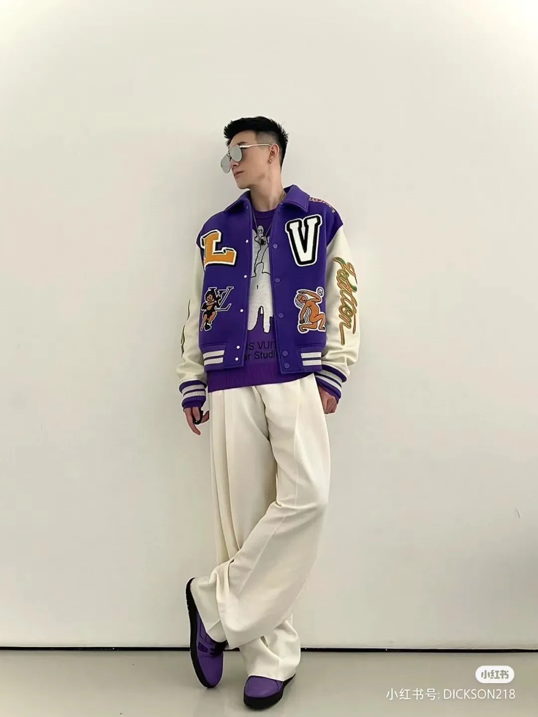 Louis Vuitton/Louis Vuitton 22Fw towel embroidered letter frog baseball jacket